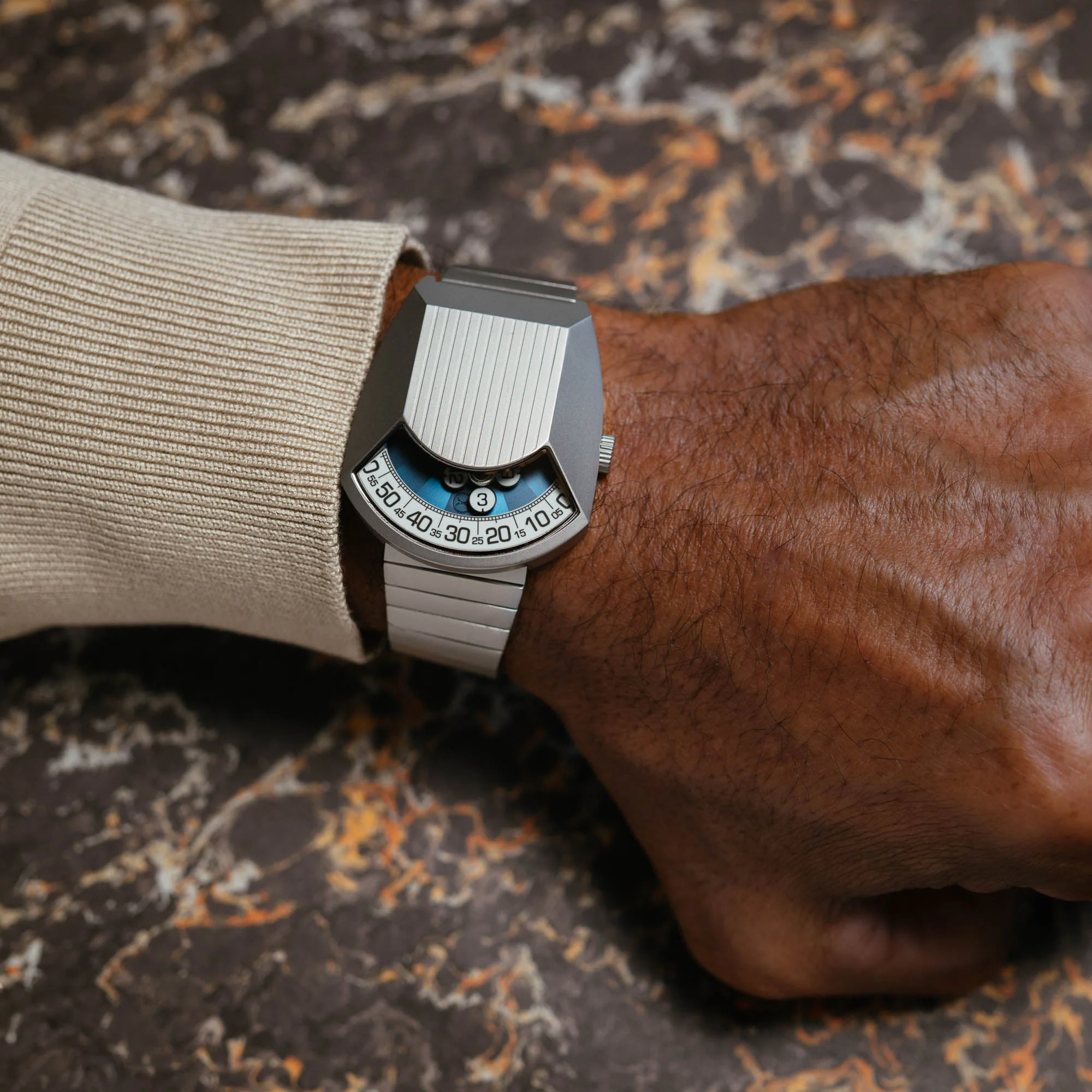 Xeric Retronaut Automatic Wandering Hour Matte Steel Blue