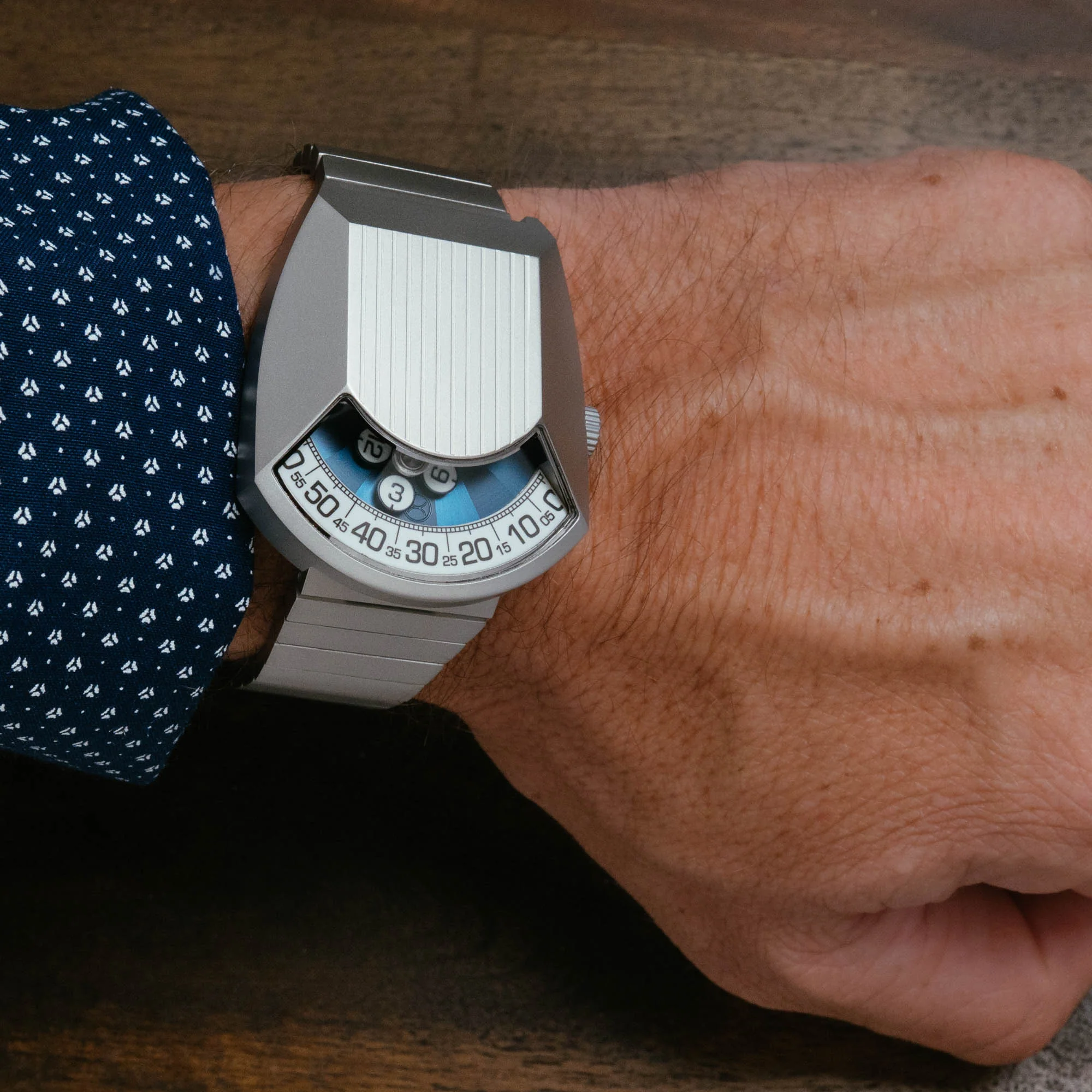 Xeric Retronaut Automatic Wandering Hour Matte Steel Blue