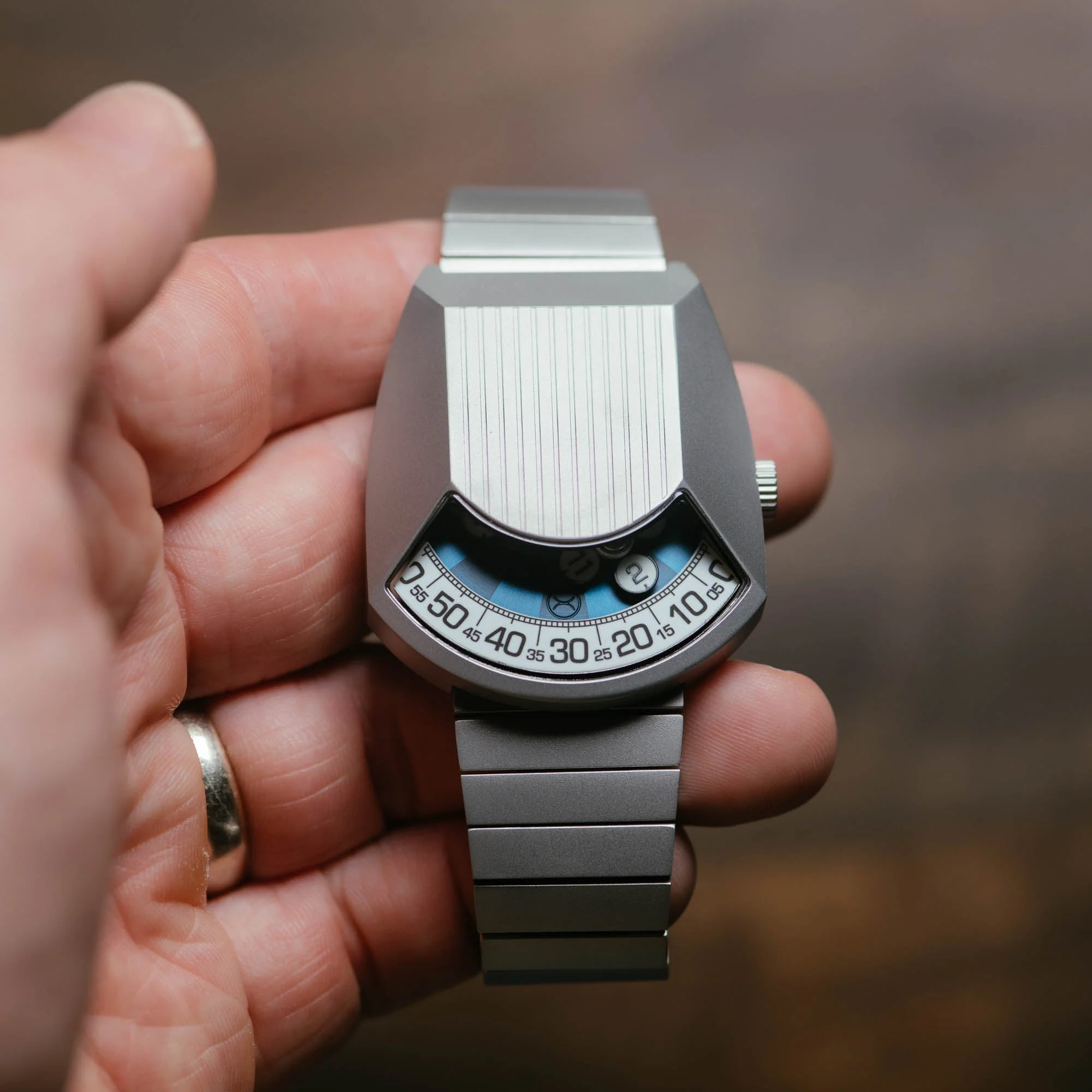 Xeric Retronaut Automatic Wandering Hour Matte Steel Blue