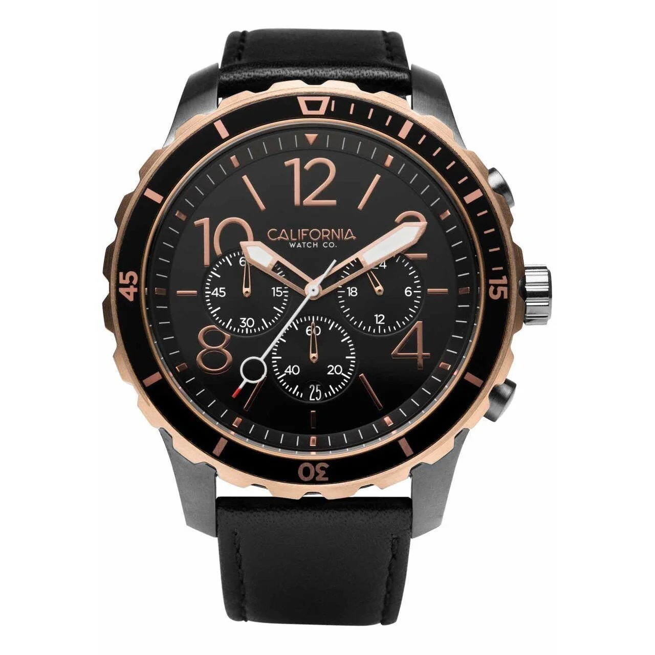 62-california-watch-co.-mavericks-chrono-leather-gunmetal-rose-gold-1.webp California Watch Co. Mavericks Chrono Leather Gunmetal Rose Gold