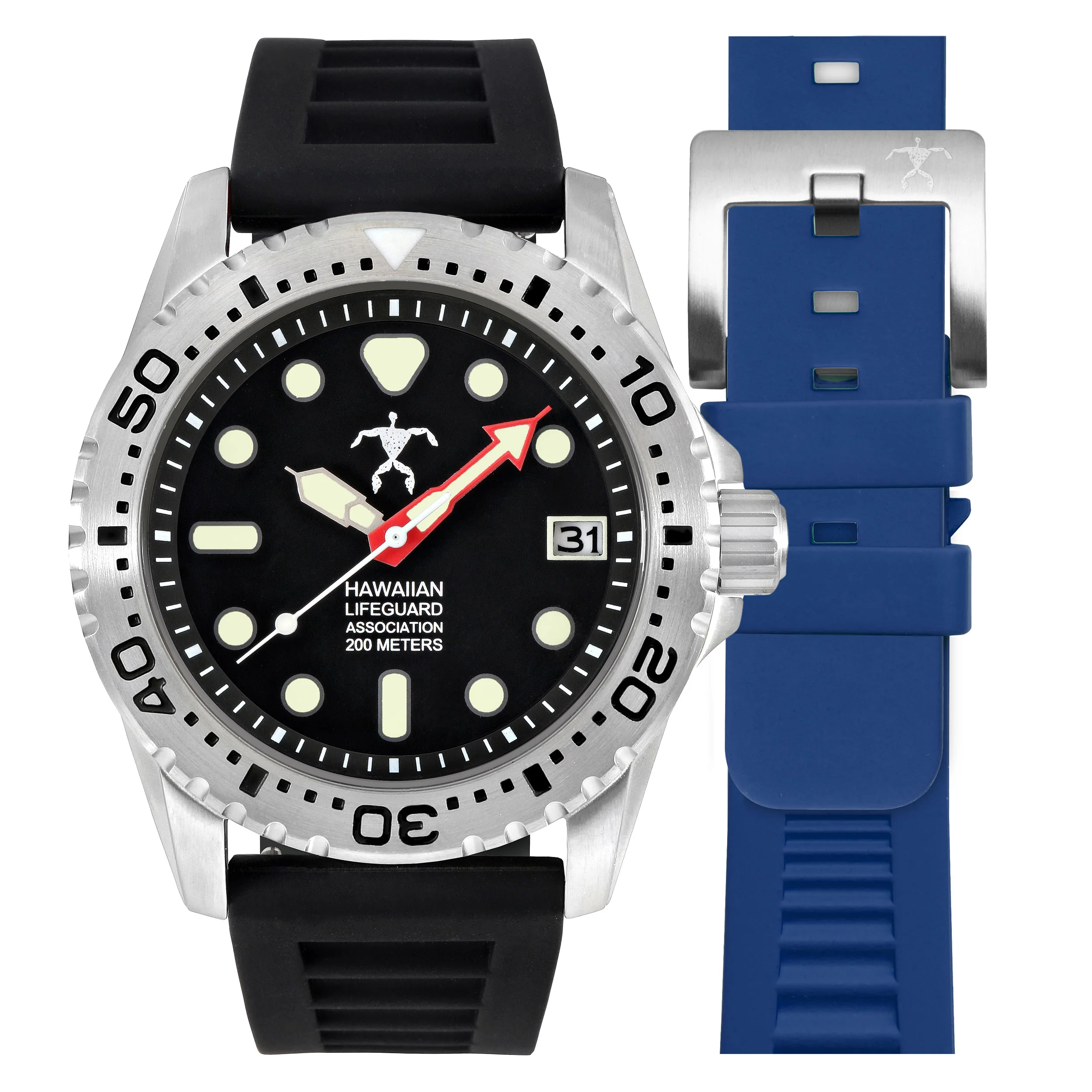 63-hawaiian-lifeguard-association-silver-black-blue-strap-1.webp Hawaiian Lifeguard Association Silver Black + Blue Strap