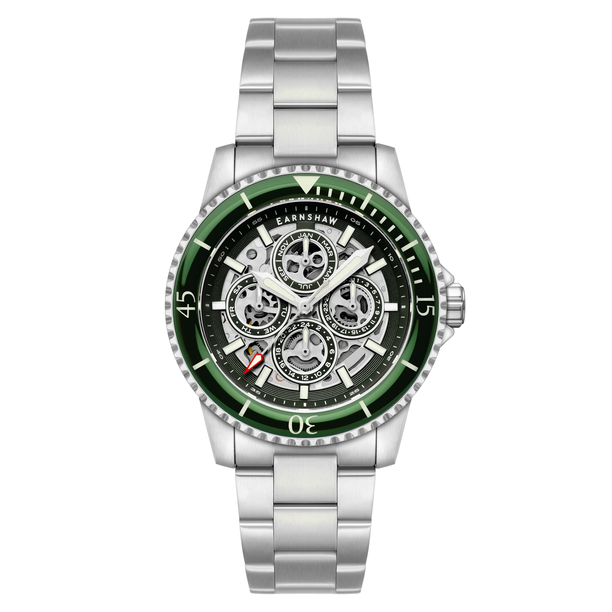 Thomas Earnshaw Admiral Duncan Triple Calendar Skeleton Automatic Shire Green