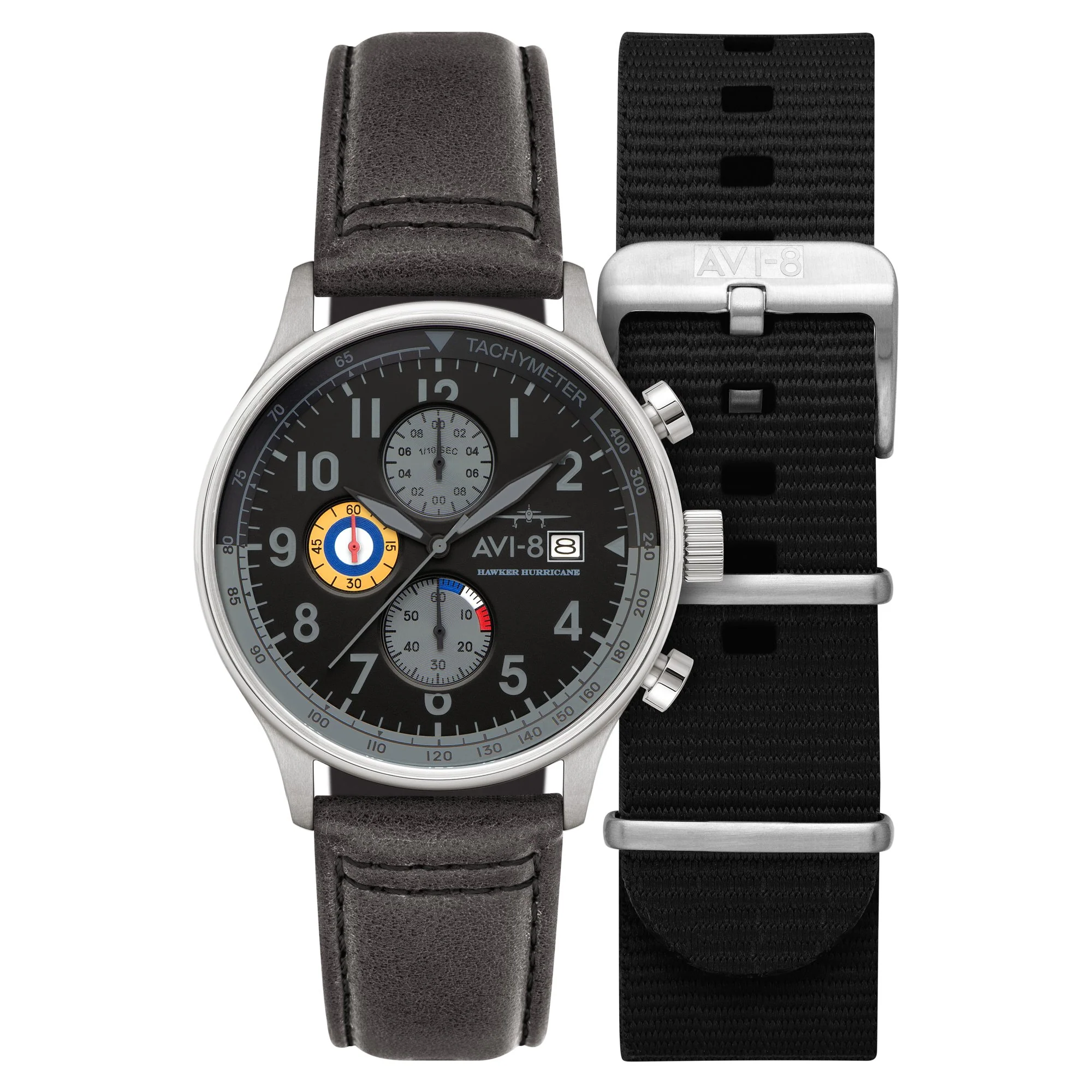772-avi-8-hawker-hurricane-classic-chronograph-grey-black-1.webp AVI-8 Hawker Hurricane Classic Chronograph Grey Black