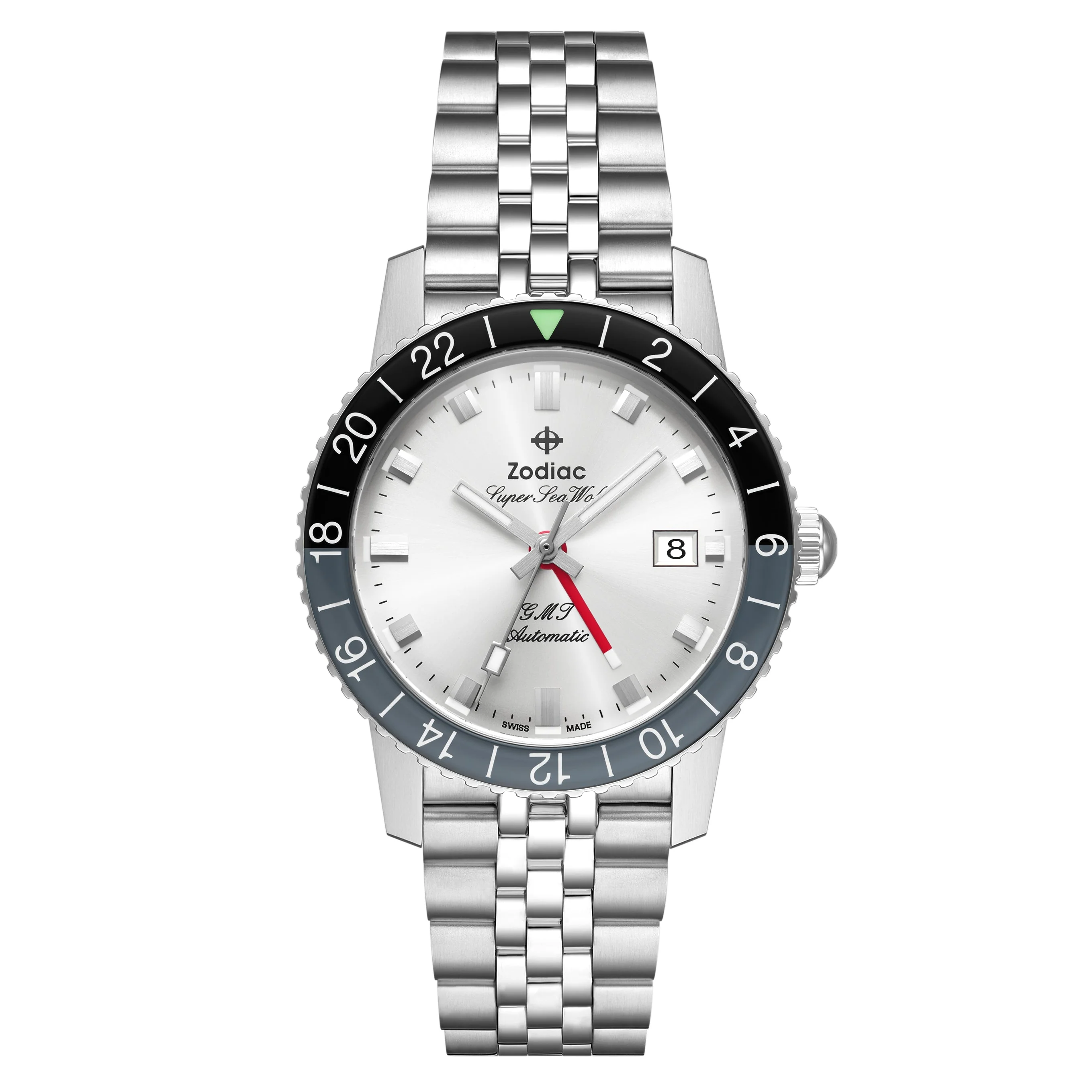Zodiac Super Sea Wolf GMT Automatic Silver SS