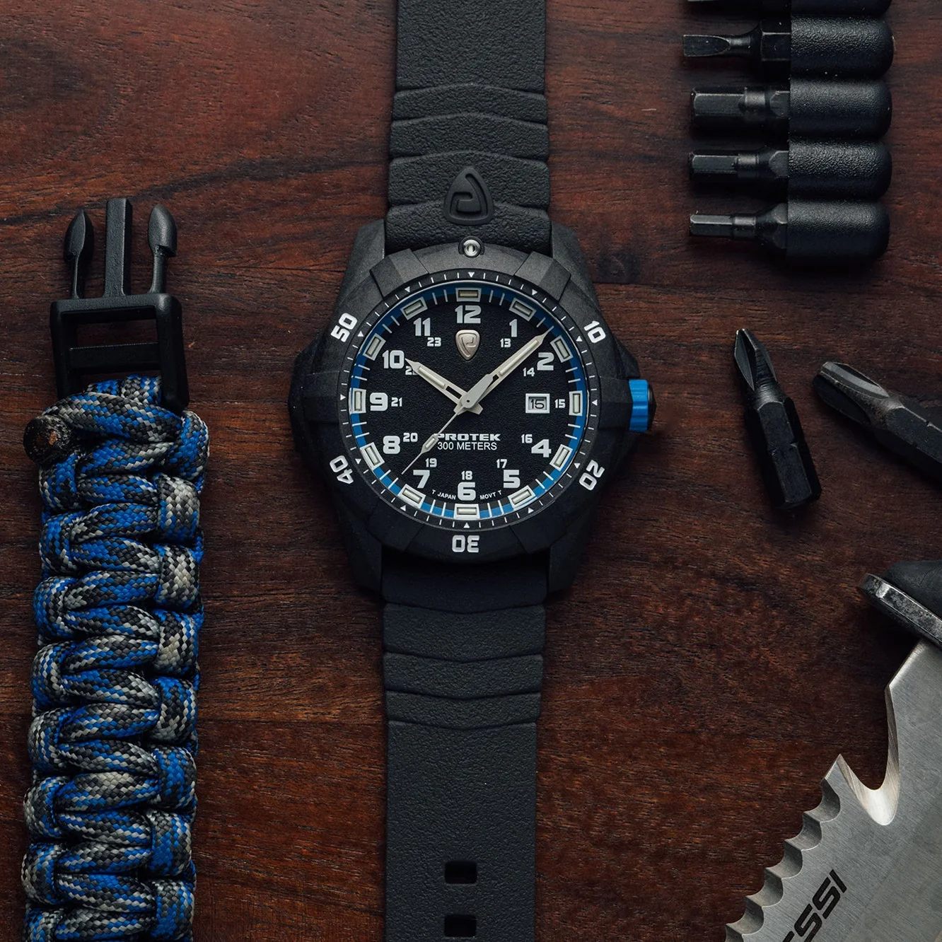 ProTek Carbon Dive PT1003 Series Tritium Black Blue